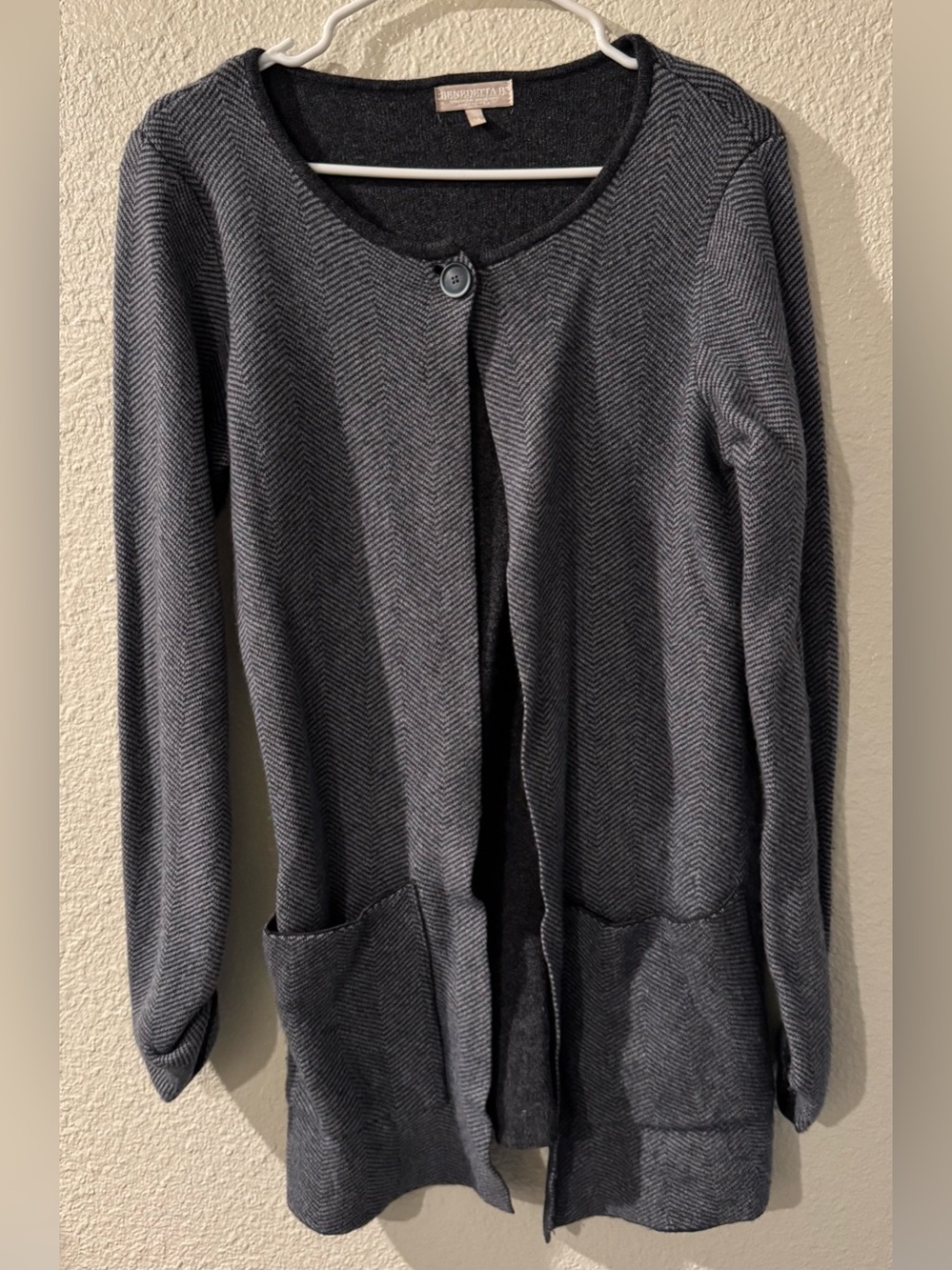 Charcoal Gray Herringbone Cardigan
